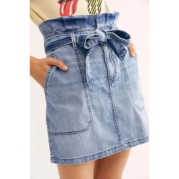 Free People Splendor In The Grass Denim Mini Skirt - Picture 2 of 8